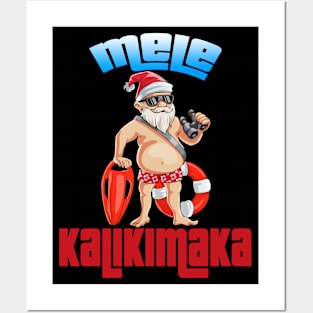 Mele Kalikimaka Christmas Santa Shaka Hawaii Posters and Art